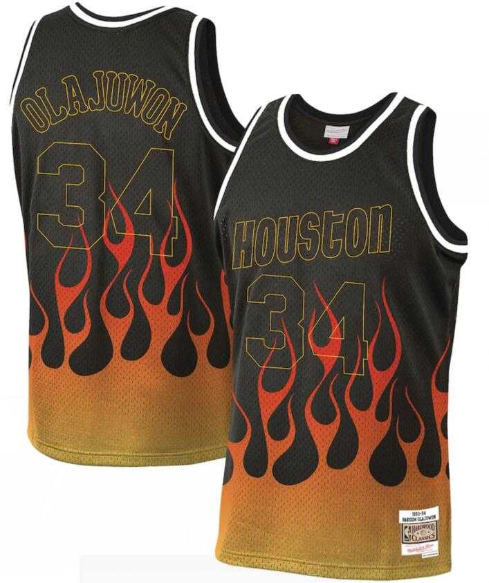 Rockets 34 Hakeem Olajuwon Black 1993-94 Hardwood Classics Flames Swingman Jersey Dzhi,We sell and wholesale Rockets 34 Hakeem Olajuwon Black 1993-94 Hardwood Classics Flames Swingman Jersey Dzhi on line form chian!